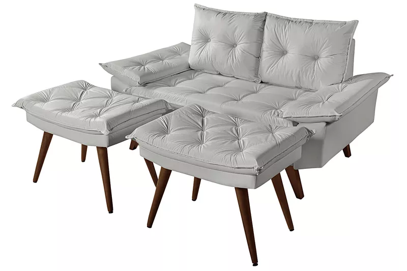 Sofá 2 Lugares em Courino Tipo A (Corano) Branco G... - Essencial Estofados - Loja da Fábrica