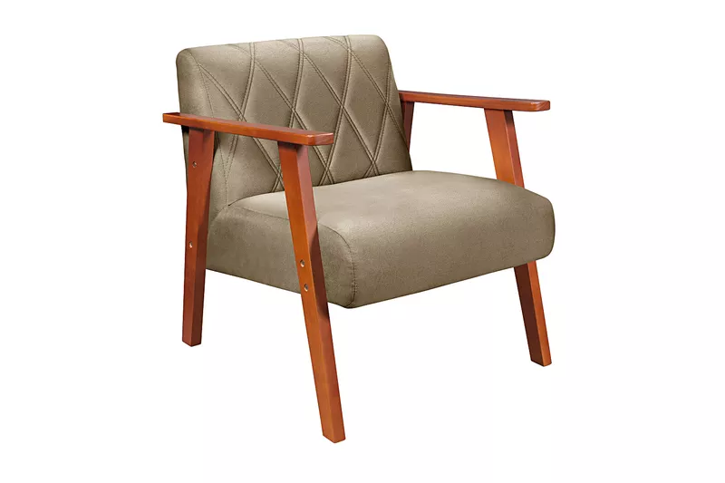 Poltrona Decorativa Resistente Madri em Suede Bege... - Essencial Estofados - Loja da Fábrica