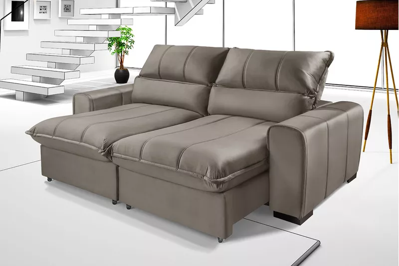 Sofá Retrátil Reclinável Dubai Luxo Com Molas Ensa... - Essencial Estofados - Loja da Fábrica